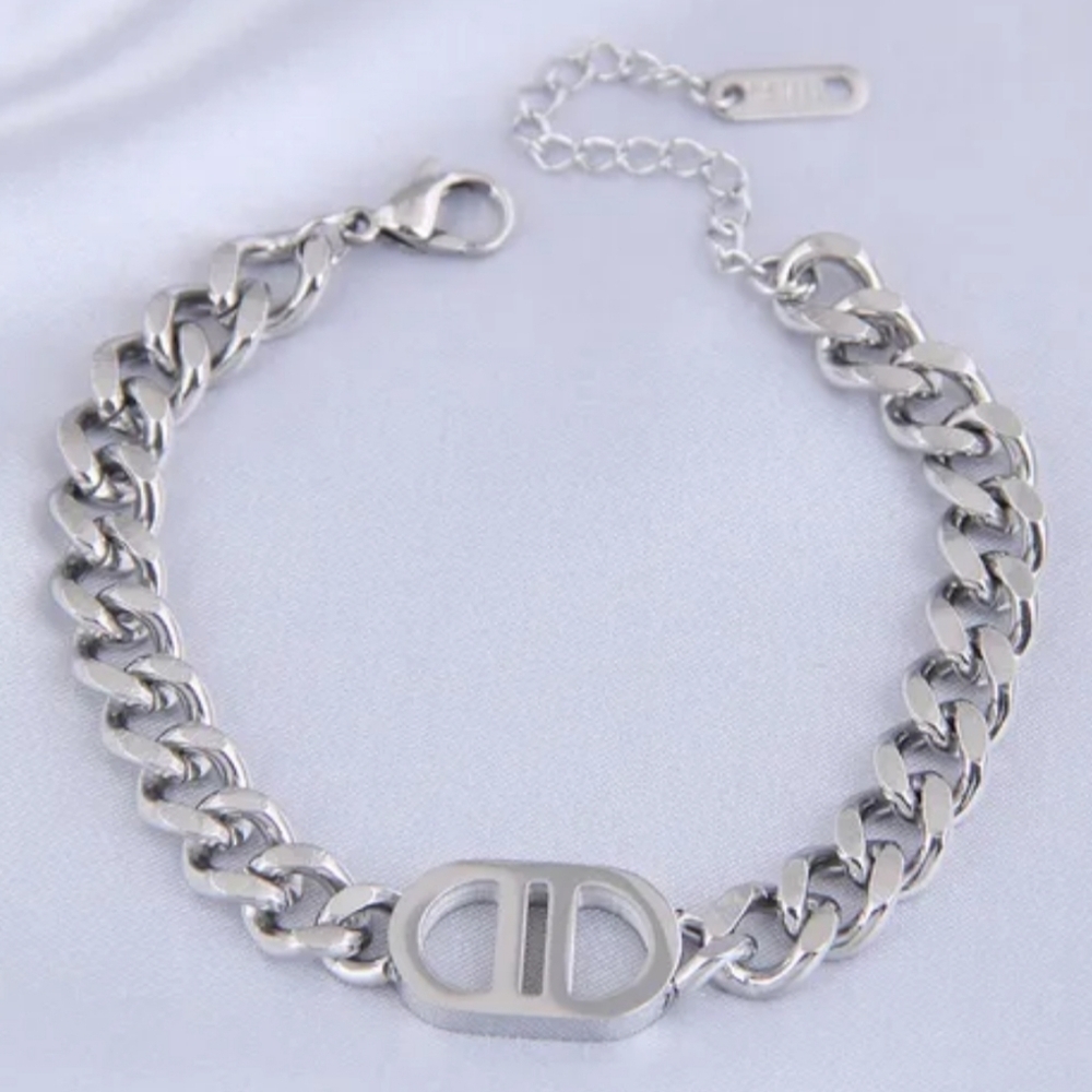 Stainless steel silver tone chunky chain bracelet new